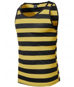 Men's Basic Stripe Round Neck Tank Tops