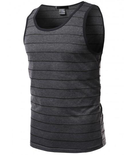 Men's Basic Round Neck Stripe Tank Tops