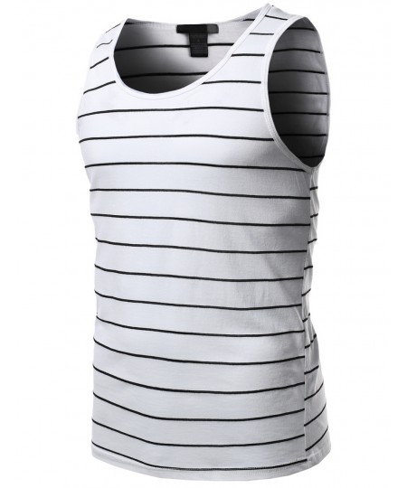 Men's Basic Round Neck Stripe Tank Tops