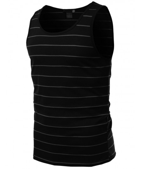 Men's Basic Round Neck Stripe Tank Tops