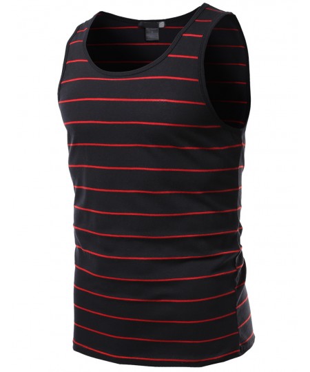 Men's Basic Round Neck Stripe Tank Tops