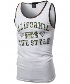 Men's Ca California Camo Printed Sleeveless Tank Tops