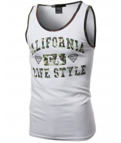 Men's Ca California Camo Printed Sleeveless Tank Tops