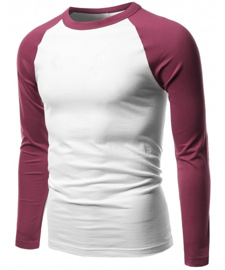 Men's Long Sleeve Raglan Roundneck Baseball T-Shirt Tops