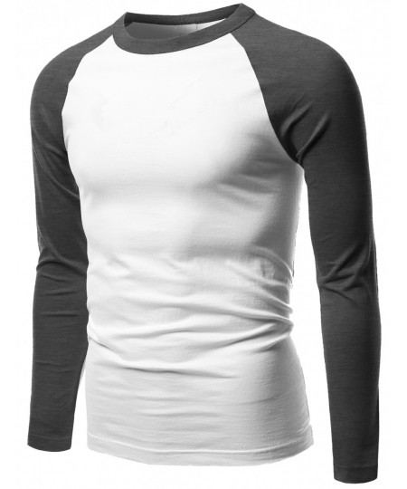 Men's Long Sleeve Raglan Roundneck Baseball T-Shirt Tops