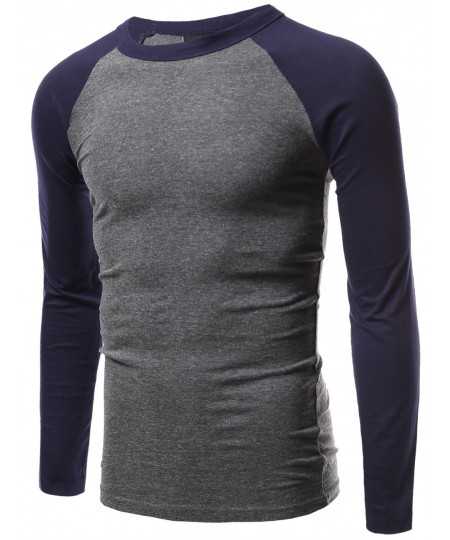 Men's Long Sleeve Raglan Roundneck Baseball T-Shirt Tops