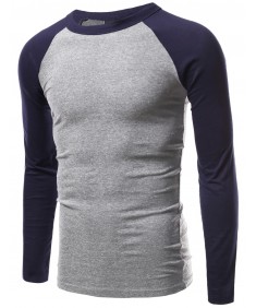 Men's Long Sleeve Raglan Roundneck Baseball T-Shirt Tops