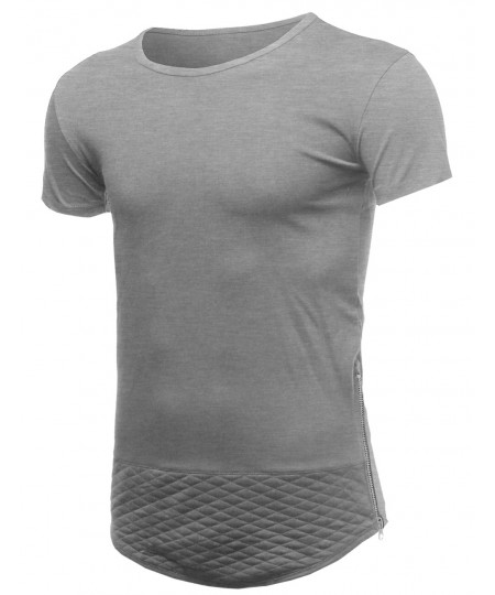 Men's Casual Longlie Side Slit With Zipper Tshirt Tee