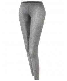 Women's Basic Glittery Metallic Leggings