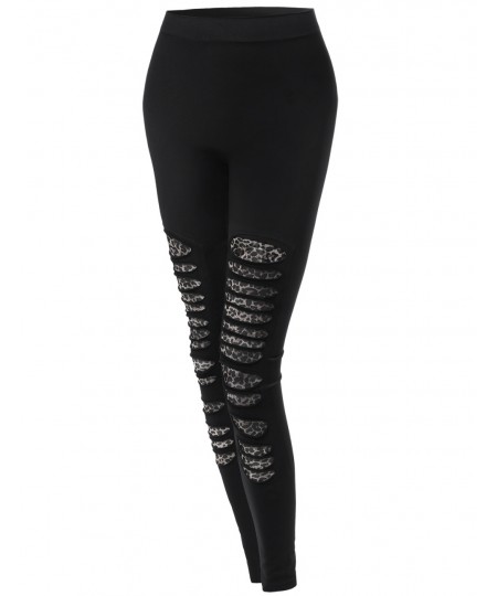 Women's Cutout Distressed Mesh Leggings