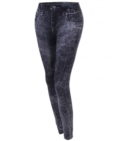 Women's Denim Jean Style Stretchy Tight Leggings