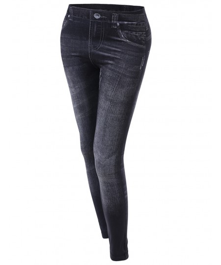 Women's Denim Style Look Stretchy Leggings