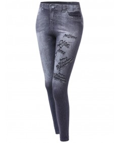 Women's Denim Style Look Stretchy Leggings