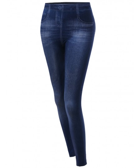 Women's Denim Style Look Stretchy Leggings