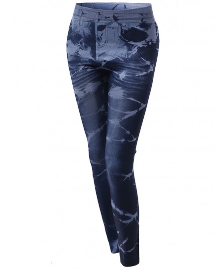 Women's Denim Style Look Stretchy Leggings