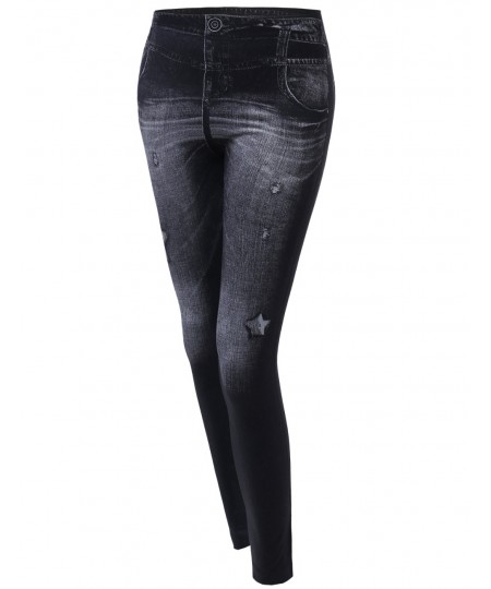 Women's Denim Style Look Stretchy Leggings