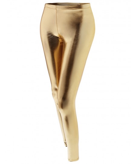Women's Metallic Shiny Stretchy Foil Leggings
