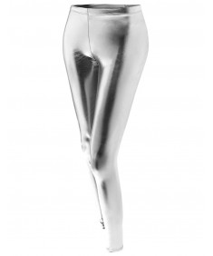 Women's Metallic Shiny Stretchy Foil Leggings