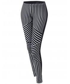 Women's Stripe Panel Back Color Contrast Leggings