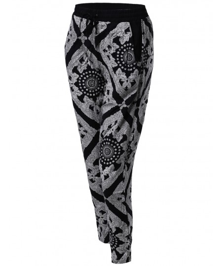 Women's Paisley Pattern Draped Harem Pants