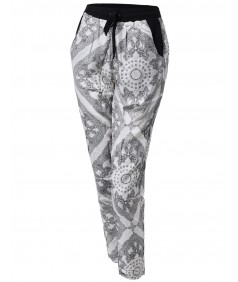 Women's Paisley Pattern Draped Harem Pants