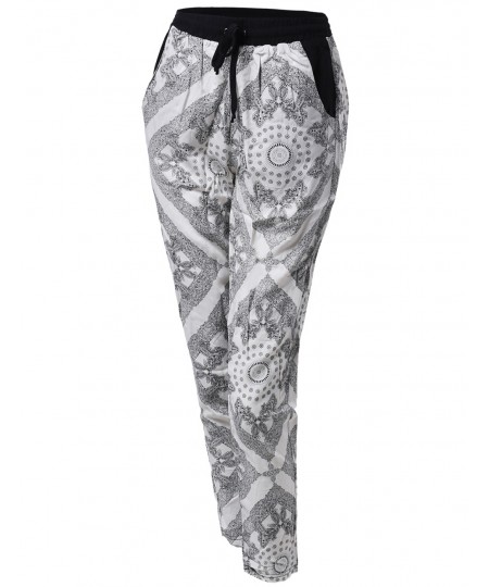 Women's Paisley Pattern Draped Harem Pants