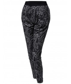 Women's Patterned Draped Loose Harem Pants