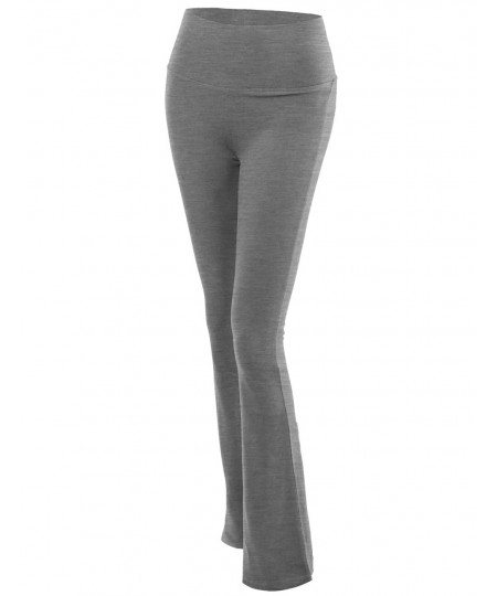 Women's Solid Bootleg Flare Workout Yoga Pants