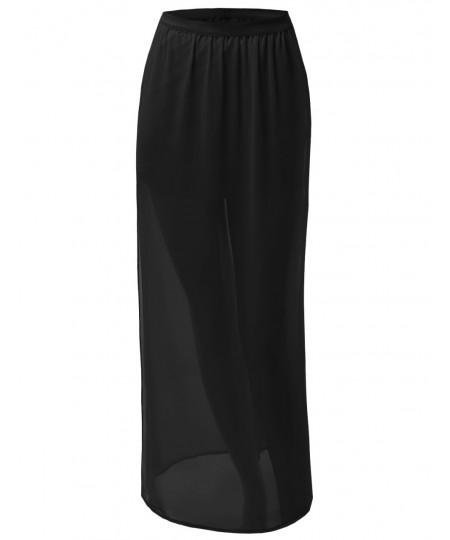 Women's Full Length Long Side Slit Maxi Skirts