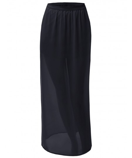 Women's Full Length Long Side Slit Maxi Skirts