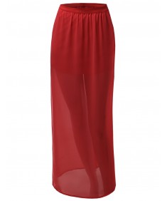 Women's Full Length Long Side Slit Maxi Skirts