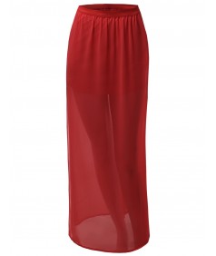 Women's Full Length Long Side Slit Maxi Skirts