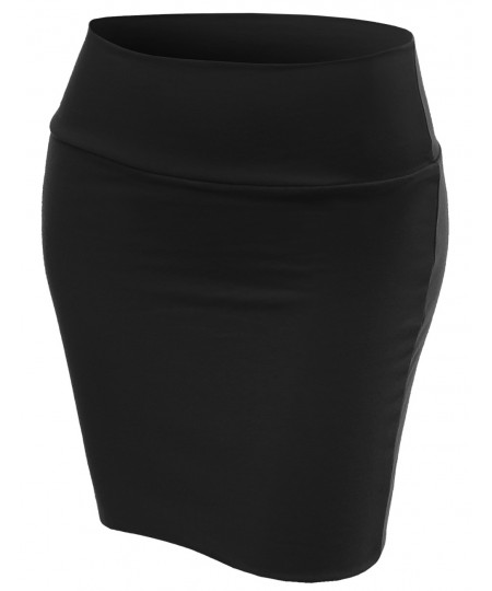 Women's Basic Plain Stretch Mini Skirts