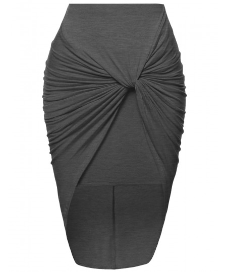Women's Sexy Fitted Front Knot Midi Skirt