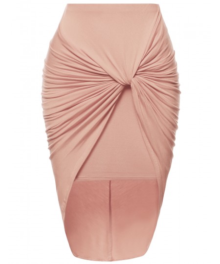 Women's Sexy Fitted Front Knot Midi Skirt