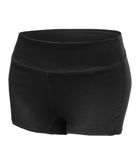 Women's Slim Fit Basic Wide Waistband Workout Yoga Shorts