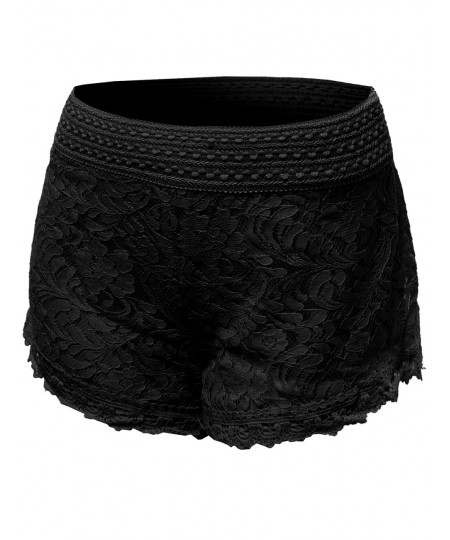 Women's Slim Fit Wide Waistband Lace Hem Shorts