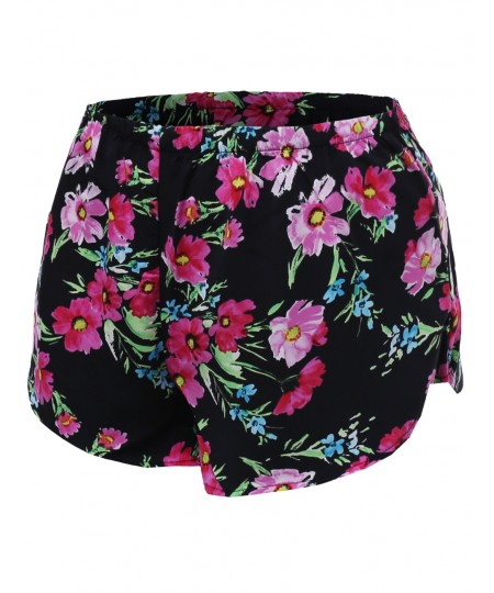 Women's Floral Flower Print Elastic Waist Short Pant Shorts