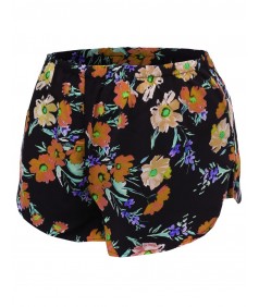 Women's Floral Flower Print Elastic Waist Short Pant Shorts