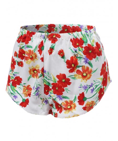 Women's Floral Flower Print Elastic Waist Short Pant Shorts