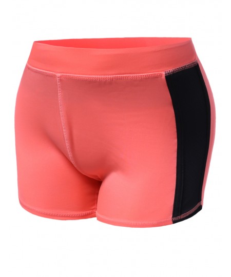 Women's Color Contrast Meshed Workout Shorts