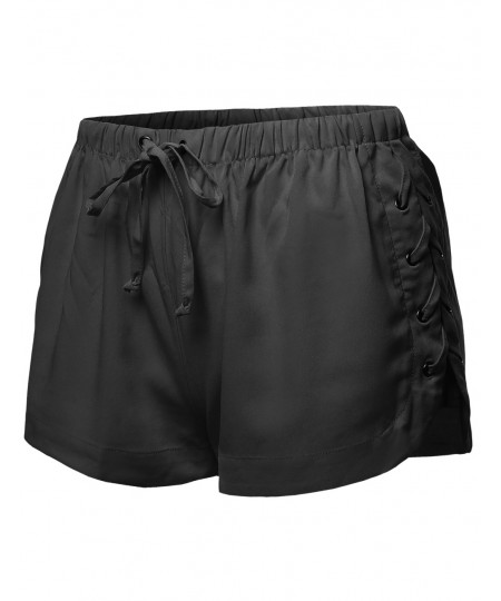 Women's Side Laced Up Drawstring Shorts