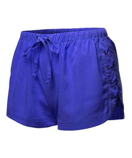 Women's Side Laced Up Drawstring Shorts