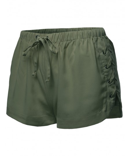 Women's Side Laced Up Drawstring Shorts