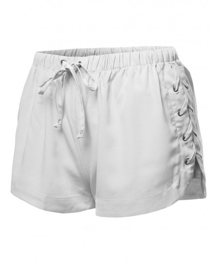 Women's Side Laced Up Drawstring Shorts