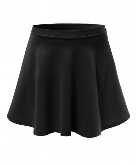 Women's Solid Basic Stretchy Flared Mini Skater Skirts