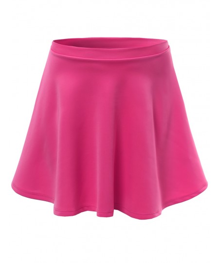 Women's Solid Basic Stretchy Flared Mini Skater Skirts