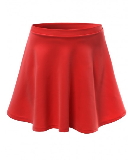 Women's Solid Basic Stretchy Flared Mini Skater Skirts