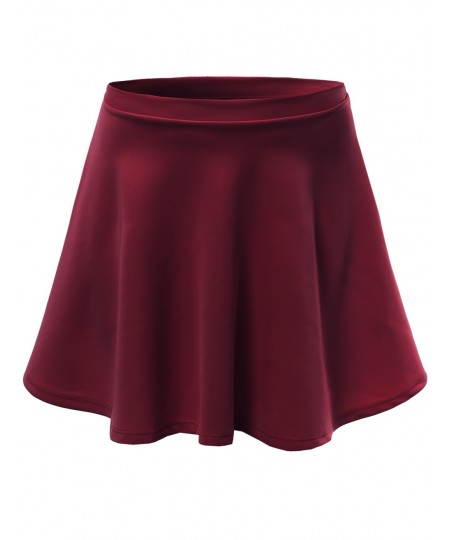 Women's Solid Basic Stretchy Flared Mini Skater Skirts