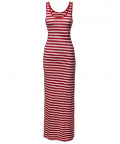 Women's Stripe Sleeveless Tanktop Long Maxi Dresses